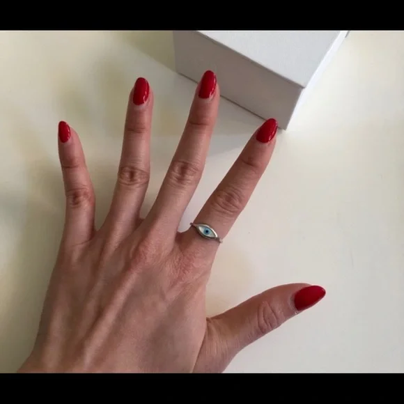 ISO Mejuri Evil Eye Ring Silver Size 6 - Picture 1 of 3